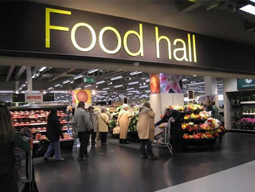 Internal photo of Marks and Spencers food hall in Colliers Wood, south London